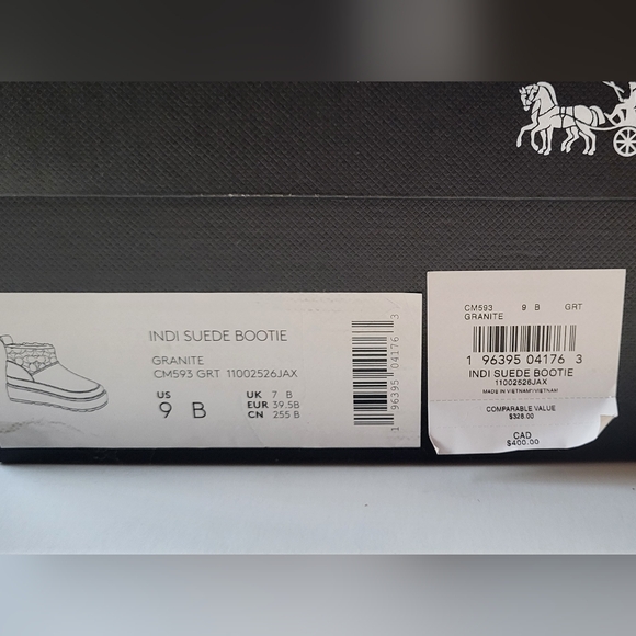 NWT Coach Women Gray Granite Indi Suede Boot Bootie Size 9 Style #CM593 - Picture 10 of 14